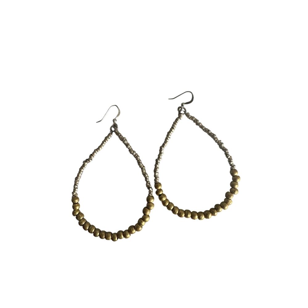 Gold and Silver beaded Boho hippie large hoop earrings